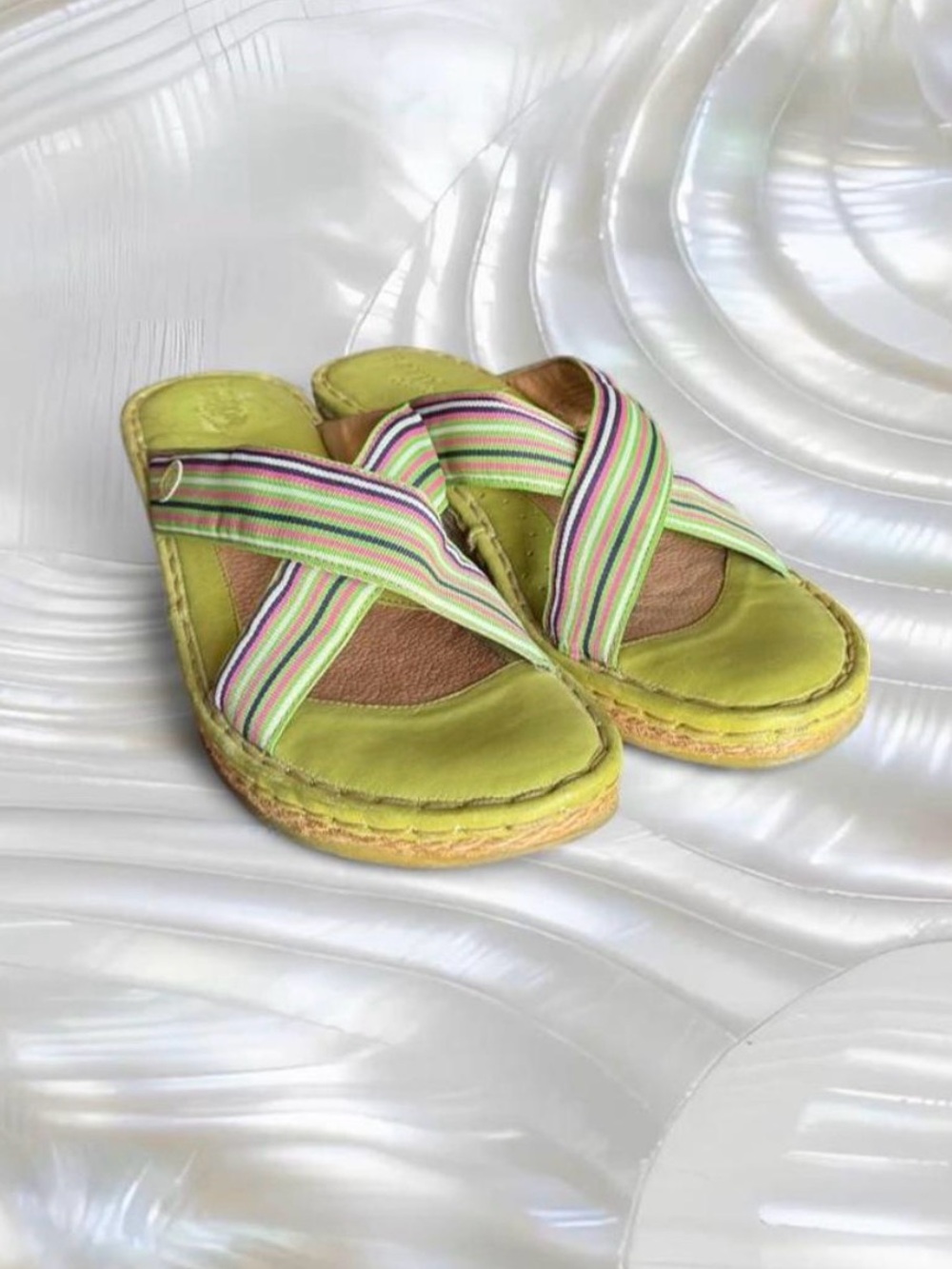 Y2K Born Drilles Leather Espadrille Wedges - Picture 2 of 6
